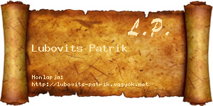 Lubovits Patrik névjegykártya